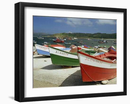 Fishing Boats on the Beach and in the Harbour of the Village of Muxia in Galicia, Spain, Europe-Michael Busselle-Framed Photographic Print