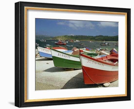 Fishing Boats on the Beach and in the Harbour of the Village of Muxia in Galicia, Spain, Europe-Michael Busselle-Framed Photographic Print