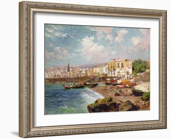 Fishing Boats on the Beach at Marinella, Naples-Carlo Brancaccio-Framed Giclee Print