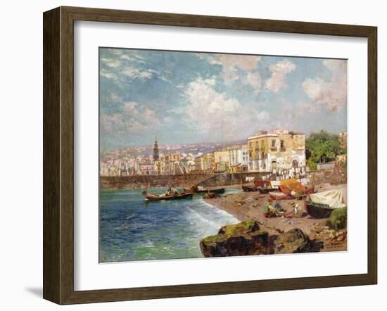 Fishing Boats on the Beach at Marinella, Naples-Carlo Brancaccio-Framed Giclee Print