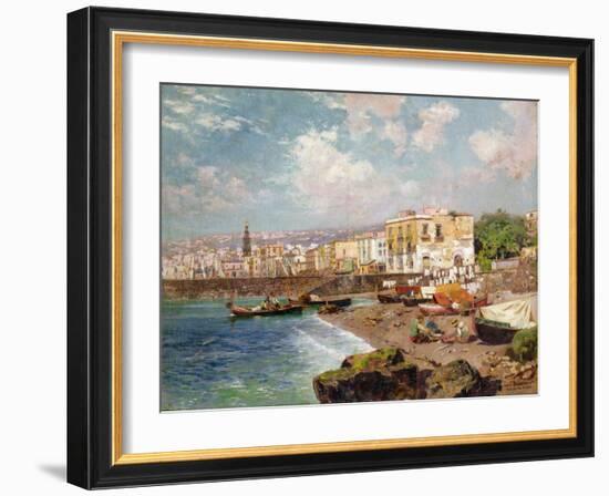 Fishing Boats on the Beach at Marinella, Naples-Carlo Brancaccio-Framed Giclee Print