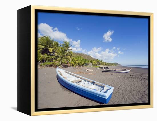 Fishing Boats on the Beach at Playa Sihuapilapa, Pacific Coast, El Salvador, Central America-Christian Kober-Framed Premier Image Canvas