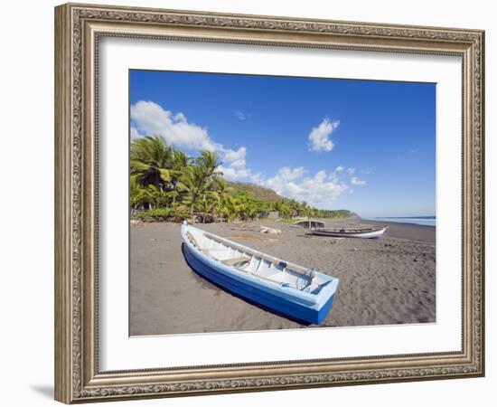 Fishing Boats on the Beach at Playa Sihuapilapa, Pacific Coast, El Salvador, Central America-Christian Kober-Framed Photographic Print