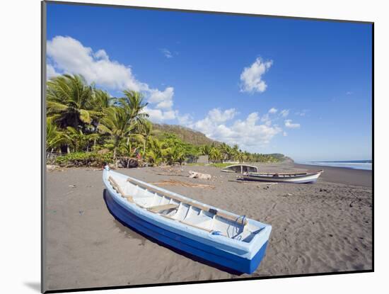 Fishing Boats on the Beach at Playa Sihuapilapa, Pacific Coast, El Salvador, Central America-Christian Kober-Mounted Photographic Print