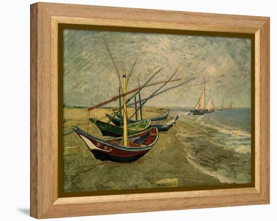 Fishing Boats on the Beach at Saintes-Marie-de-la-Mer, around June 5, 1888-Vincent van Gogh-Framed Premier Image Canvas