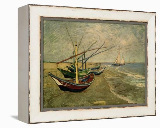 Fishing Boats on the Beach at Saintes-Marie-de-la-Mer, around June 5, 1888-Vincent van Gogh-Framed Premier Image Canvas