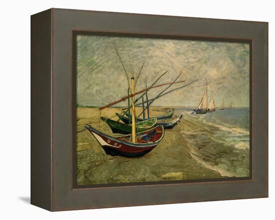 Fishing Boats on the Beach at Saintes-Marie-de-la-Mer, around June 5, 1888-Vincent van Gogh-Framed Premier Image Canvas