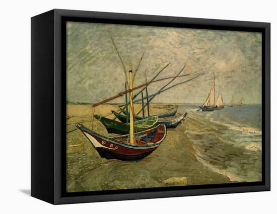 Fishing Boats on the Beach at Saintes-Marie-de-la-Mer, around June 5, 1888-Vincent van Gogh-Framed Premier Image Canvas