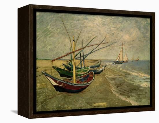 Fishing Boats on the Beach at Saintes-Marie-de-la-Mer, around June 5, 1888-Vincent van Gogh-Framed Premier Image Canvas