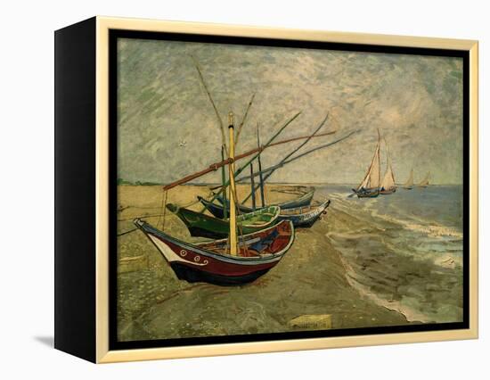 Fishing Boats on the Beach at Saintes-Marie-de-la-Mer, around June 5, 1888-Vincent van Gogh-Framed Premier Image Canvas