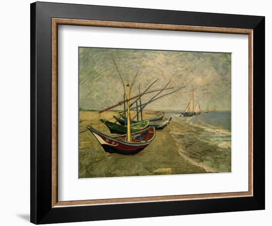 Fishing Boats on the Beach at Saintes-Marie-de-la-Mer, around June 5, 1888-Vincent van Gogh-Framed Giclee Print