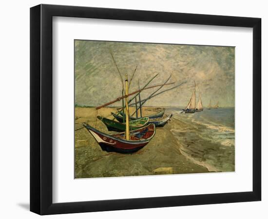 Fishing Boats on the Beach at Saintes-Marie-de-la-Mer, around June 5, 1888-Vincent van Gogh-Framed Giclee Print