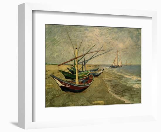 Fishing Boats on the Beach at Saintes-Marie-de-la-Mer, around June 5, 1888-Vincent van Gogh-Framed Giclee Print