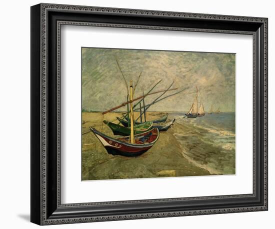 Fishing Boats on the Beach at Saintes-Marie-de-la-Mer, around June 5, 1888-Vincent van Gogh-Framed Giclee Print