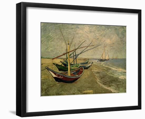 Fishing Boats on the Beach at Saintes-Marie-de-la-Mer, around June 5, 1888-Vincent van Gogh-Framed Giclee Print