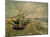 Fishing Boats on the Beach at Saintes-Marie-de-la-Mer, around June 5, 1888-Vincent van Gogh-Mounted Giclee Print