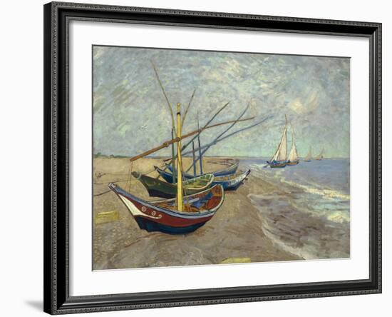 Fishing Boats on the Beach at Saintes-Maries-de-la-Mer, 1888-Vincent van Gogh-Framed Giclee Print