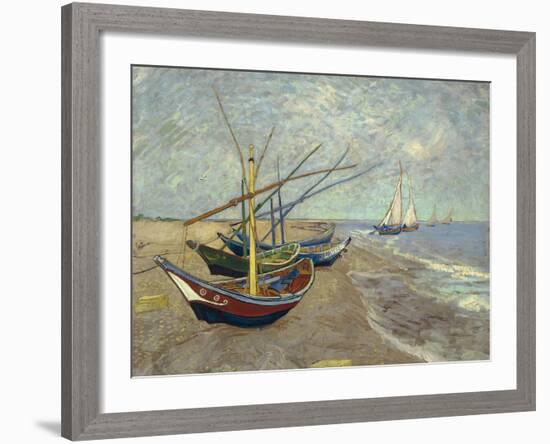 Fishing Boats on the Beach at Saintes-Maries-de-la-Mer, 1888-Vincent van Gogh-Framed Giclee Print