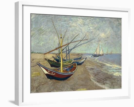 Fishing Boats on the Beach at Saintes-Maries-de-la-Mer, 1888-Vincent van Gogh-Framed Giclee Print