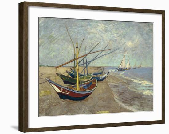 Fishing Boats on the Beach at Saintes-Maries-de-la-Mer, 1888-Vincent van Gogh-Framed Giclee Print