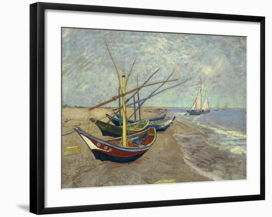 Fishing Boats on the Beach at Saintes-Maries-de-la-Mer, 1888-Vincent van Gogh-Framed Giclee Print