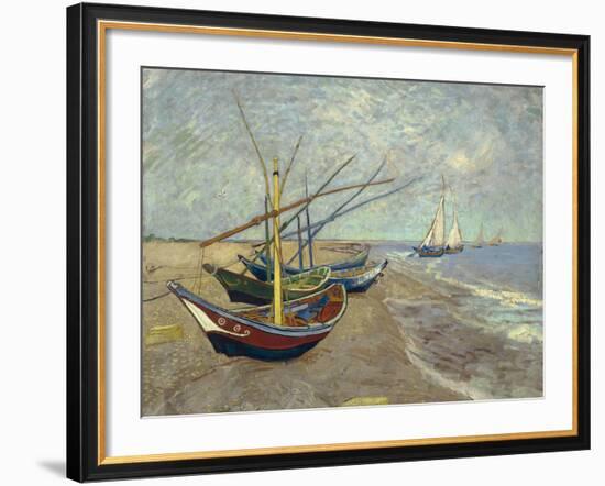 Fishing Boats on the Beach at Saintes-Maries-de-la-Mer, 1888-Vincent van Gogh-Framed Giclee Print