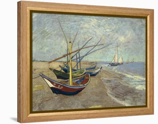 Fishing Boats on the Beach at Saintes-Maries-de-la-Mer, 1888-Vincent van Gogh-Framed Premier Image Canvas