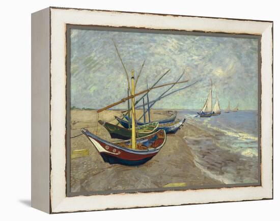 Fishing Boats on the Beach at Saintes-Maries-de-la-Mer, 1888-Vincent van Gogh-Framed Premier Image Canvas