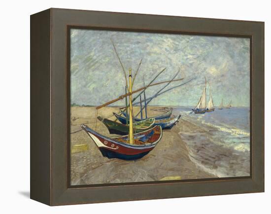 Fishing Boats on the Beach at Saintes-Maries-de-la-Mer, 1888-Vincent van Gogh-Framed Premier Image Canvas