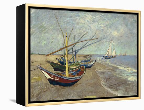 Fishing Boats on the Beach at Saintes-Maries-de-la-Mer, 1888-Vincent van Gogh-Framed Premier Image Canvas