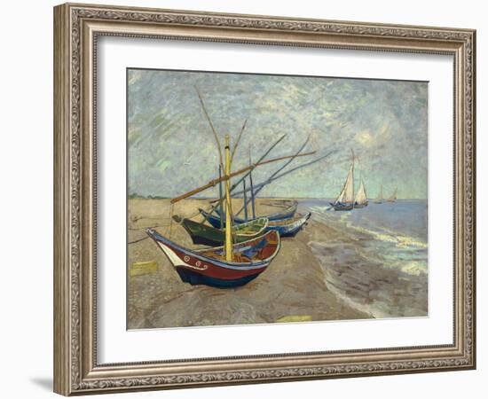 Fishing Boats on the Beach at Saintes-Maries-de-la-Mer, 1888-Vincent van Gogh-Framed Giclee Print