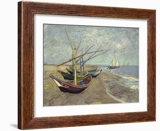 Fishing Boats on the Beach at Saintes-Maries-de-la-Mer, 1888-Vincent van Gogh-Framed Giclee Print