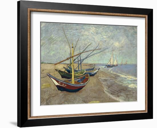 Fishing Boats on the Beach at Saintes-Maries-de-la-Mer, 1888-Vincent van Gogh-Framed Giclee Print