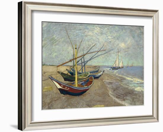 Fishing Boats on the Beach at Saintes-Maries-de-la-Mer, 1888-Vincent van Gogh-Framed Giclee Print