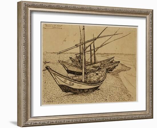 Fishing Boats on the Beach at Saintes-Maries-De-La-Mer, 1888-Vincent van Gogh-Framed Giclee Print