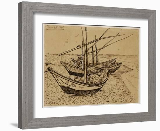 Fishing Boats on the Beach at Saintes-Maries-De-La-Mer, 1888-Vincent van Gogh-Framed Giclee Print