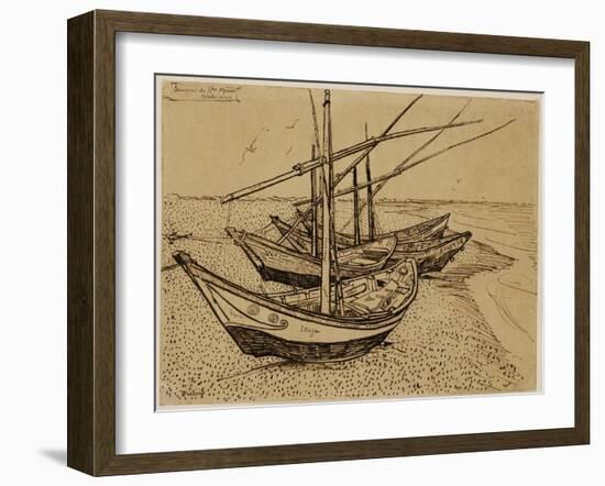 Fishing Boats on the Beach at Saintes-Maries-De-La-Mer, 1888-Vincent van Gogh-Framed Giclee Print