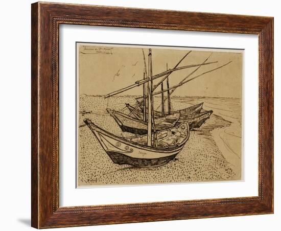 Fishing Boats on the Beach at Saintes-Maries-De-La-Mer, 1888-Vincent van Gogh-Framed Giclee Print