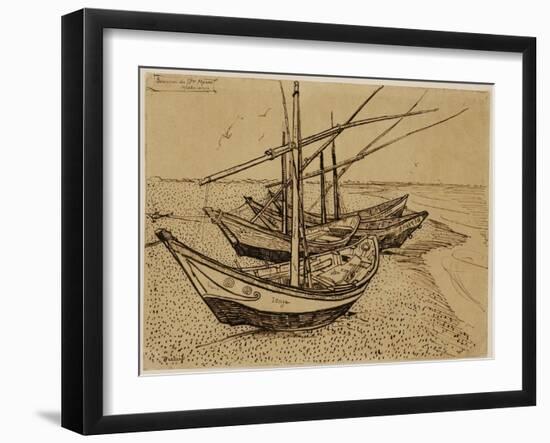 Fishing Boats on the Beach at Saintes-Maries-De-La-Mer, 1888-Vincent van Gogh-Framed Giclee Print