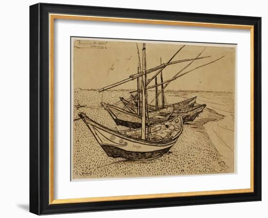 Fishing Boats on the Beach at Saintes-Maries-De-La-Mer, 1888-Vincent van Gogh-Framed Giclee Print