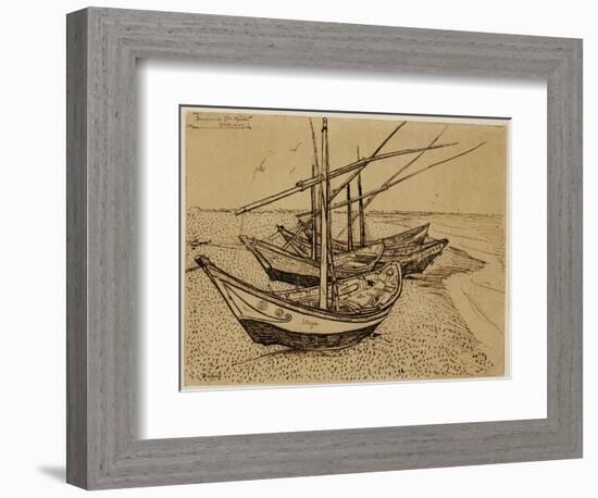 Fishing Boats on the Beach at Saintes-Maries-De-La-Mer, 1888-Vincent van Gogh-Framed Giclee Print