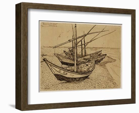 Fishing Boats on the Beach at Saintes-Maries-De-La-Mer, 1888-Vincent van Gogh-Framed Giclee Print