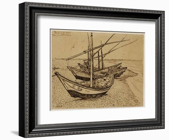 Fishing Boats on the Beach at Saintes-Maries-De-La-Mer, 1888-Vincent van Gogh-Framed Giclee Print