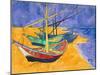 Fishing Boats on the Beach at Saintes-Maries-De-La-Mer-Vincent van Gogh-Mounted Giclee Print