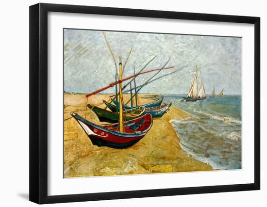 Fishing Boats on the Beach at Saints-Maries, c.1888-Vincent van Gogh-Framed Art Print