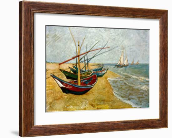 Fishing Boats on the Beach at Saints-Maries, c.1888-Vincent van Gogh-Framed Art Print