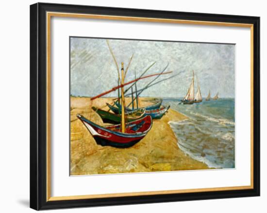 Fishing Boats on the Beach at Saints-Maries, c.1888-Vincent van Gogh-Framed Art Print