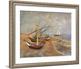 Fishing Boats on the Beach at Saints-Maries, c.1888-Vincent van Gogh-Framed Art Print