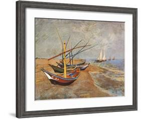 Fishing Boats on the Beach at Saints-Maries, c.1888-Vincent van Gogh-Framed Art Print