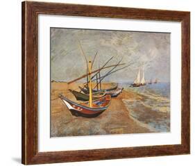 Fishing Boats on the Beach at Saints-Maries, c.1888-Vincent van Gogh-Framed Art Print